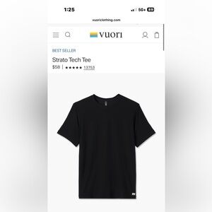 BNWT Vuori Men’s Strato Tech shirt in Large black
